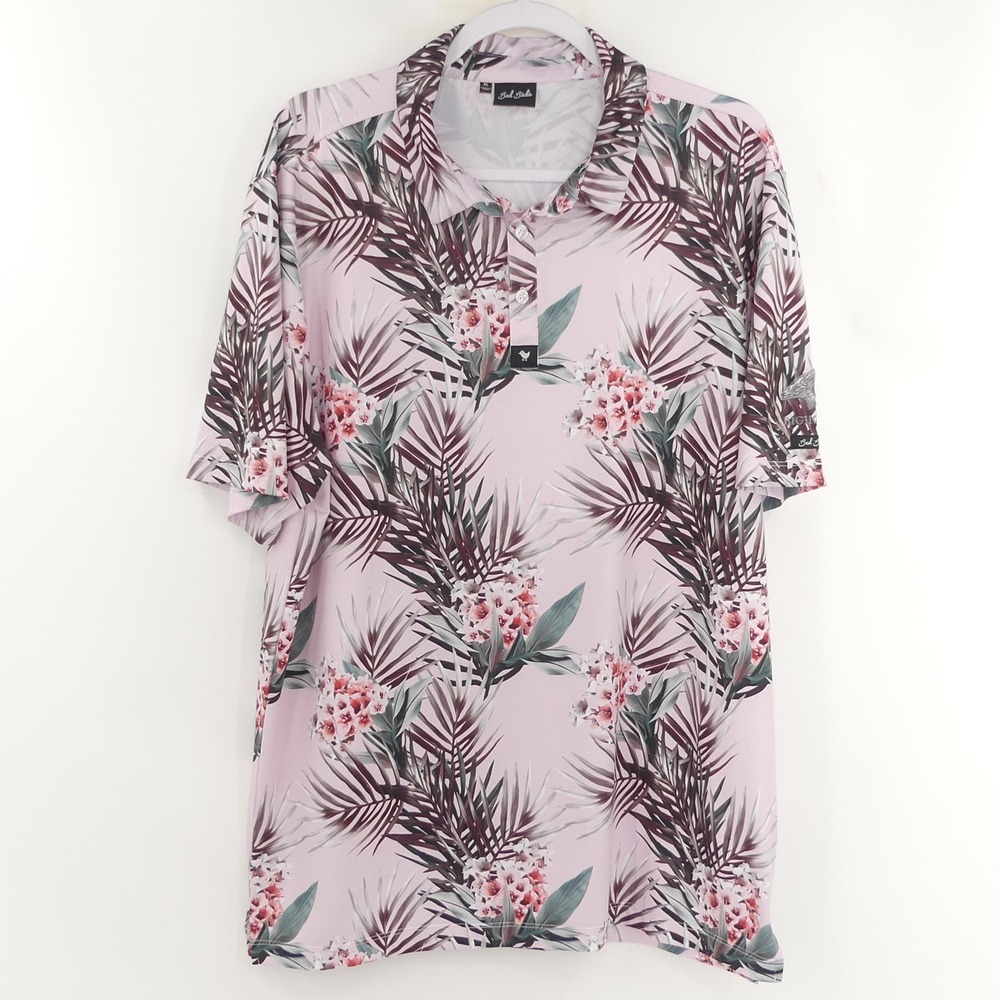 Bad Birdie Polo Shirt Tropical Floral Print All Over Print AOP Bighorn Men's XL‎